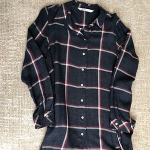 Plaid shirt dress with front pockets